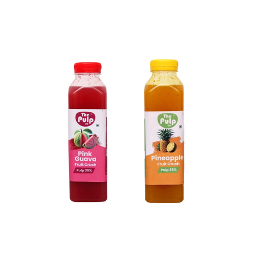 THE PULP CO Real Fruit Crush Combo - Pineapple Crush & Pink Guava| 500ml | Deliciously Sweet & Juicy