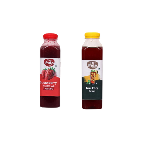 THE PULP CO Real Fruit Crush Combo - Ice Tea & Strawberry | 500ml | Deliciously Sweet & Juicy