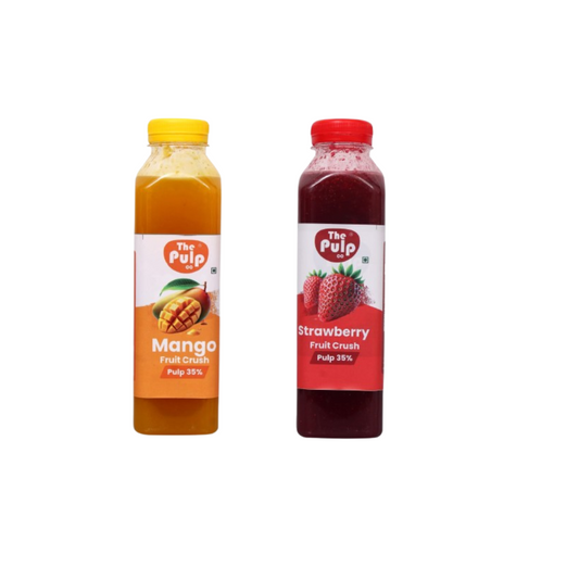 THE PULP CO Real Fruit Crush Combo - Strawberry Crush & Mango Crush| 500ml | Deliciously Sweet & Juicy