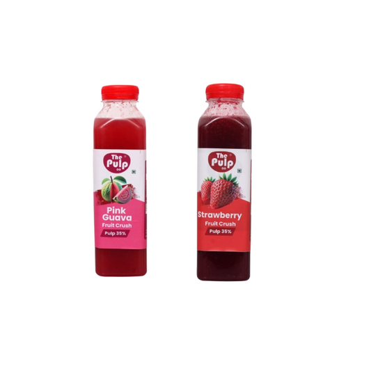 THE PULP CO Real Fruit Crush Combo - Strawberry Crush & Pink Guava| 500ml | Deliciously Sweet & Juicy